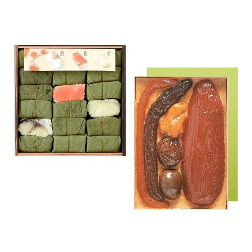 柿の葉寿司(鯖・鮭・鮃昆布〆)+奈良漬(化粧箱入) K-33