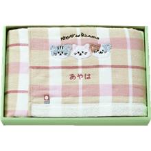 名入れ刺しゅう フード付きバスタオル ピンク